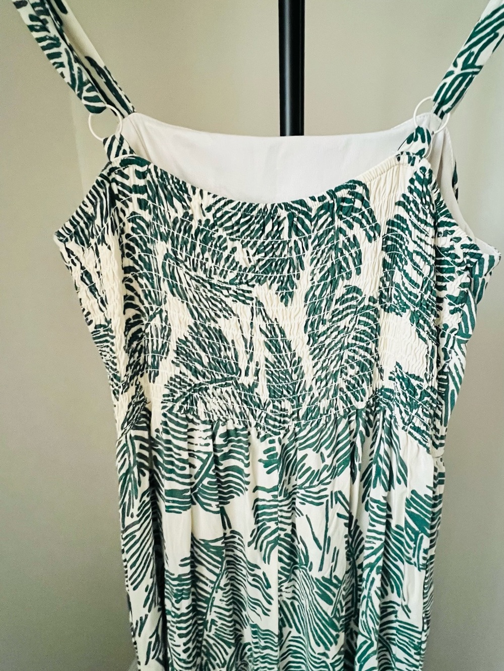 Luxology Cream Jumpsuit with Green Tropical Leaf Print - Picture 6 of 7